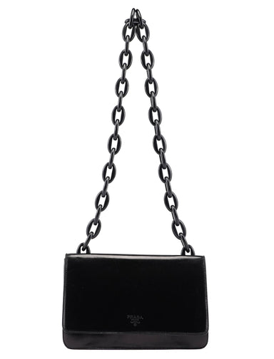 Prada 1996 Black Madras Swing Shoulder Bag