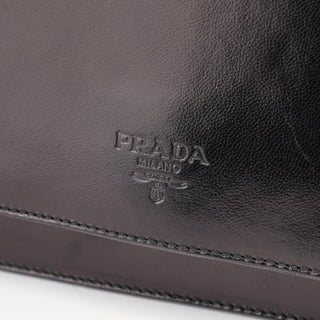 Prada 1996 Black Madras Swing Shoulder Bag