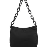 Prada 1996 Borsa a spalla con catena in nylon Tessuto nero