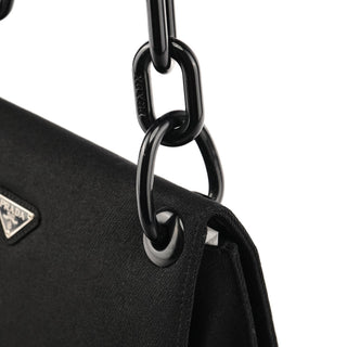 Prada 1996 Black Tessuto Swing Nylon Chain Shoulder Bag