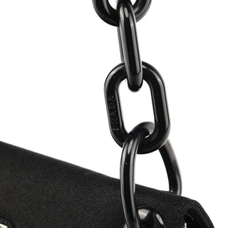 Prada 1996 Black Tessuto Swing Nylon Chain Shoulder Bag