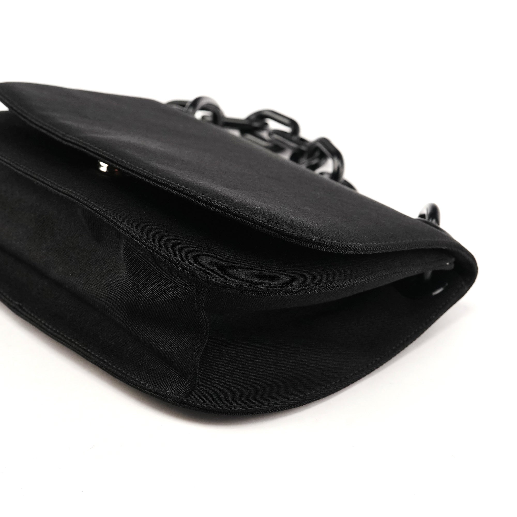 Prada 1996 Black Tessuto Swing Nylon Chain Shoulder Bag