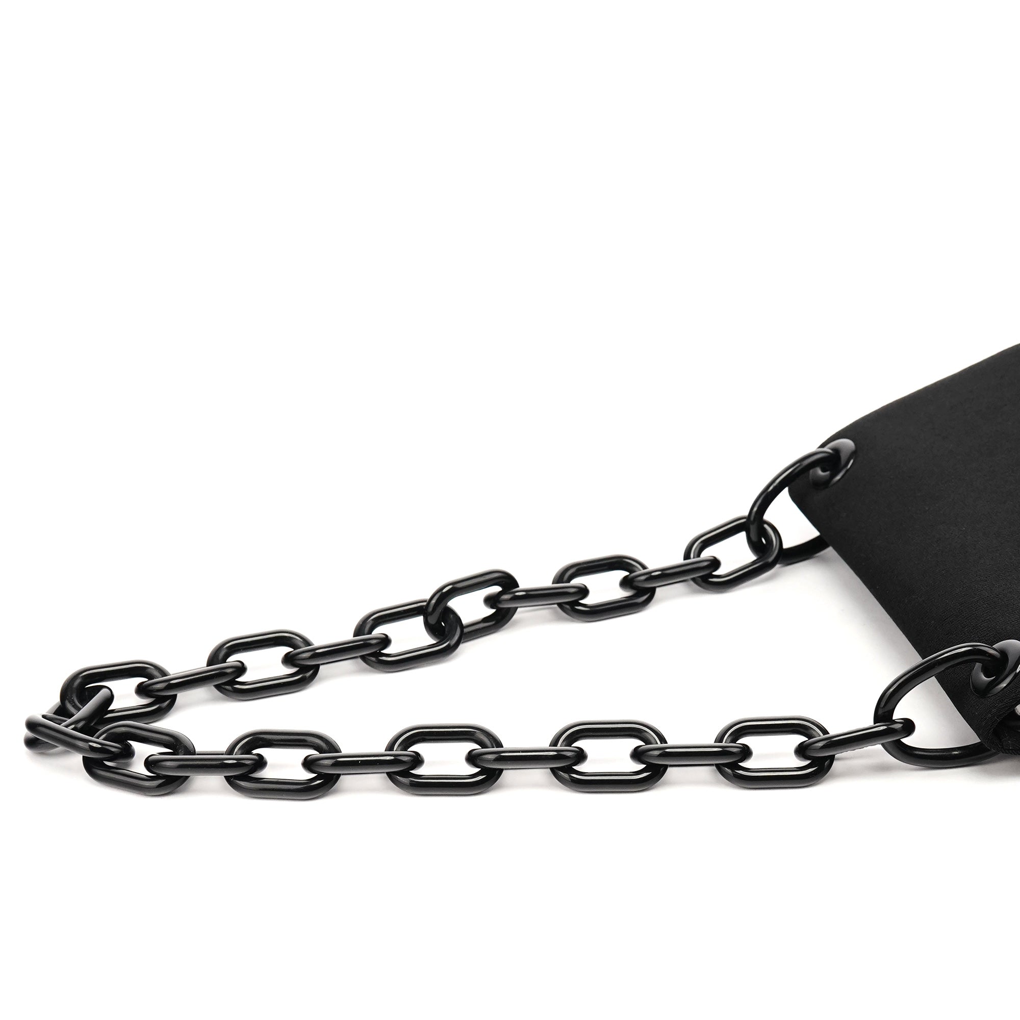 Prada 1996 Black Tessuto Swing Nylon Chain Shoulder Bag