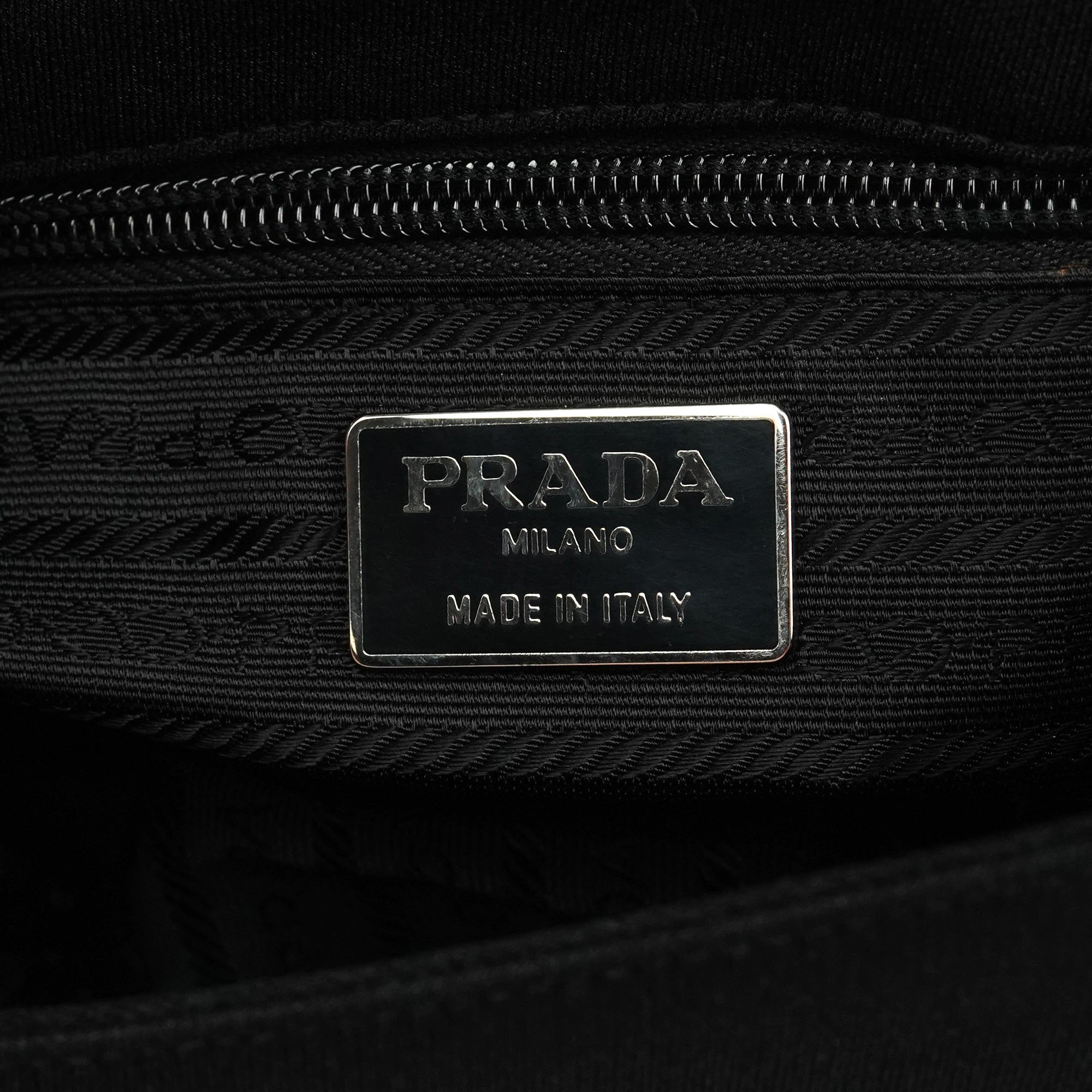 Prada 1996 Black Tessuto Swing Nylon Chain Shoulder Bag