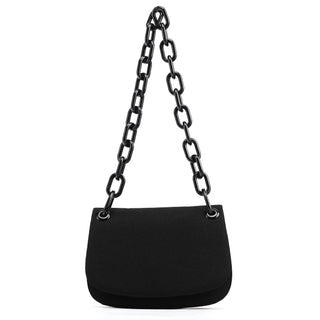 Prada 1996 Black Tessuto Swing Nylon Chain Shoulder Bag