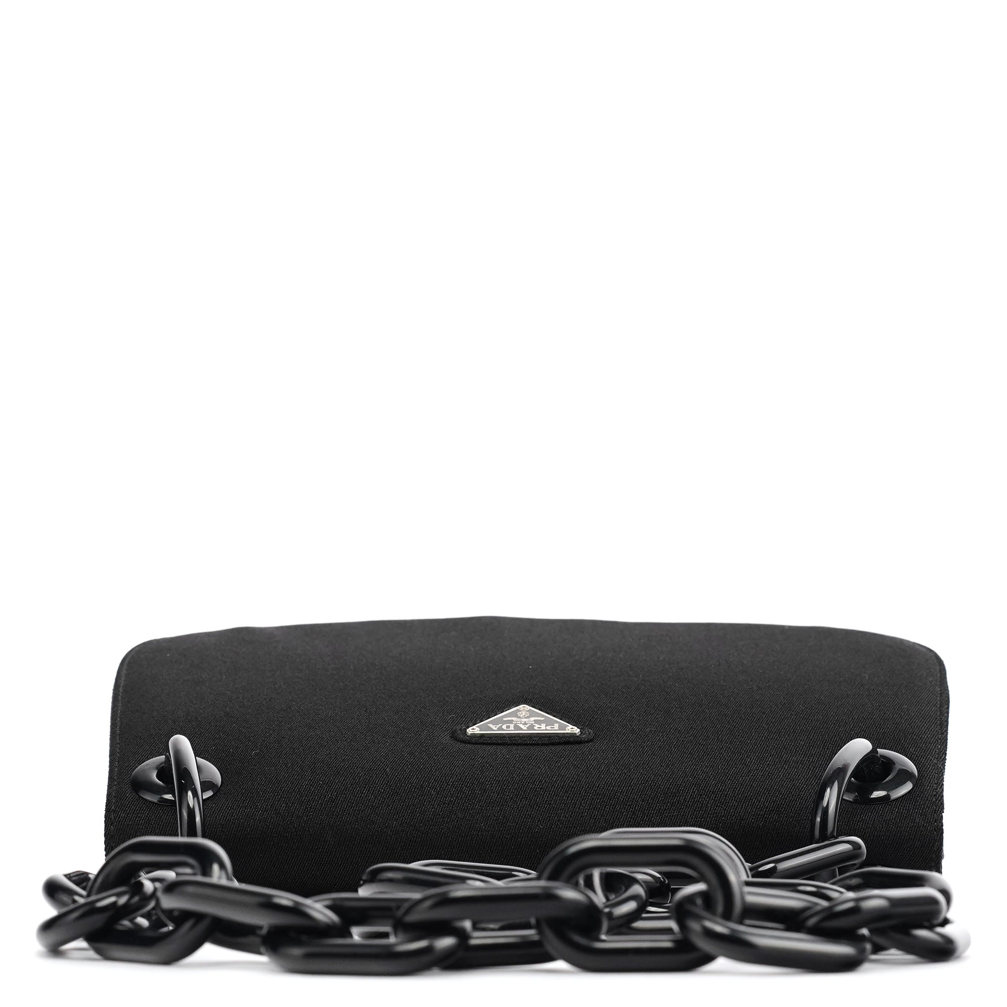 Prada 1996 Black Tessuto Swing Nylon Chain Shoulder Bag