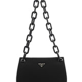 Prada 1996 Black Tessuto Swing Nylon Chain Shoulder Bag