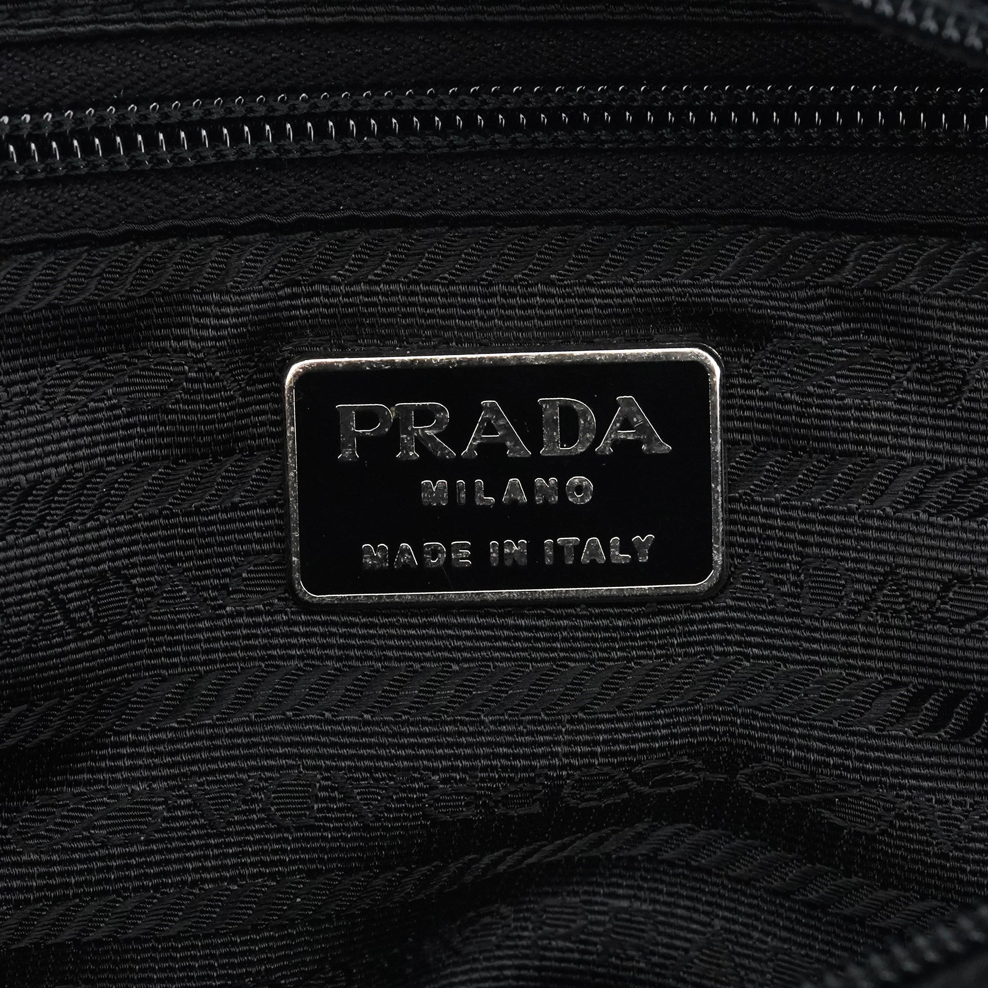 Prada 1996 Black Tessuto Swing Nylon Chain Shoulder Bag
