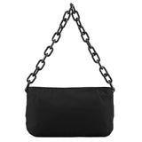 Prada 1996 Black Tessuto Swing Nylon Chain Shoulder Bag