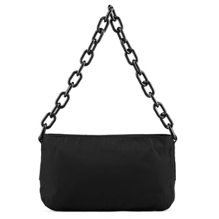 Prada 1996 Black Tessuto Swing Nylon Chain Shoulder Bag