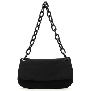 Prada 1996 Black Tessuto Swing Shoulder Bag