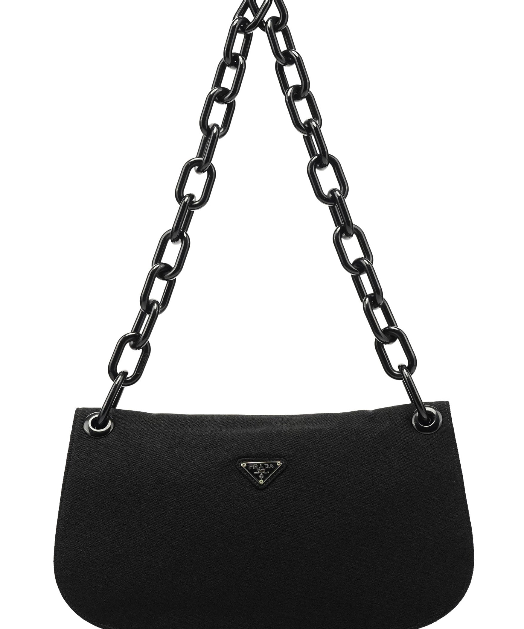 Prada 1996 Black Tessuto Swing Shoulder Bag