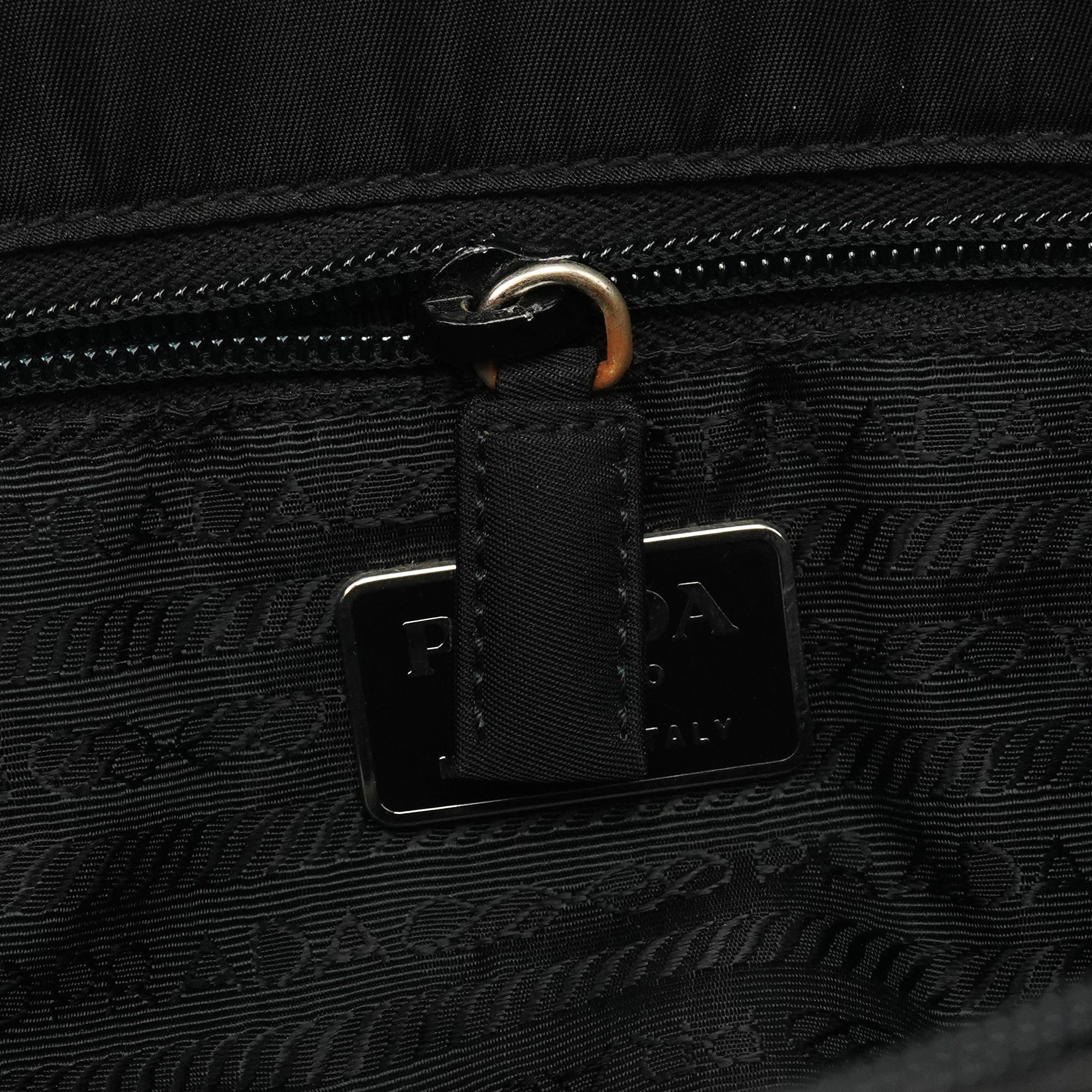 Prada 1996 Black Tessuto Swing Tote Bag