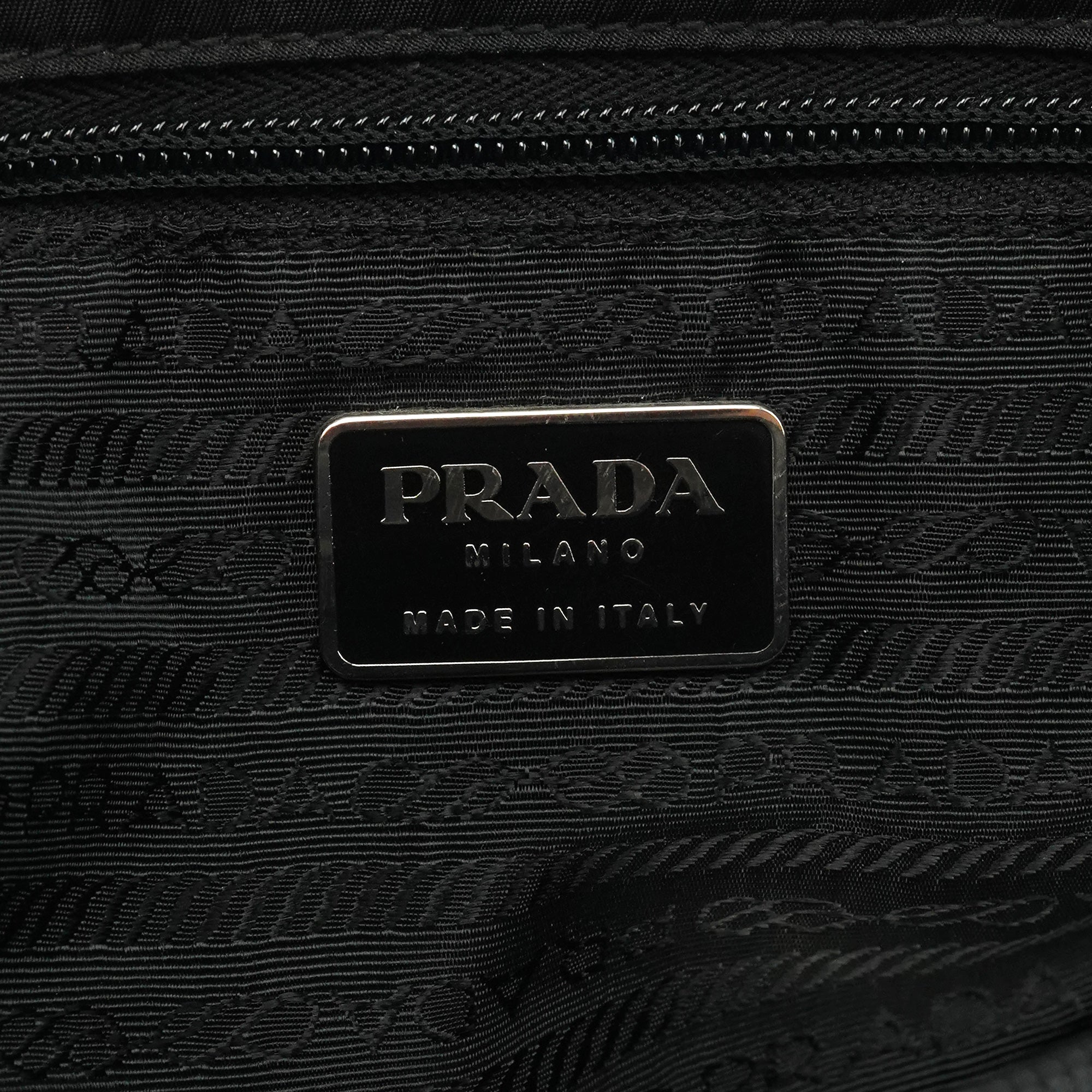 Prada 1996 Black Tessuto Swing Tote Bag