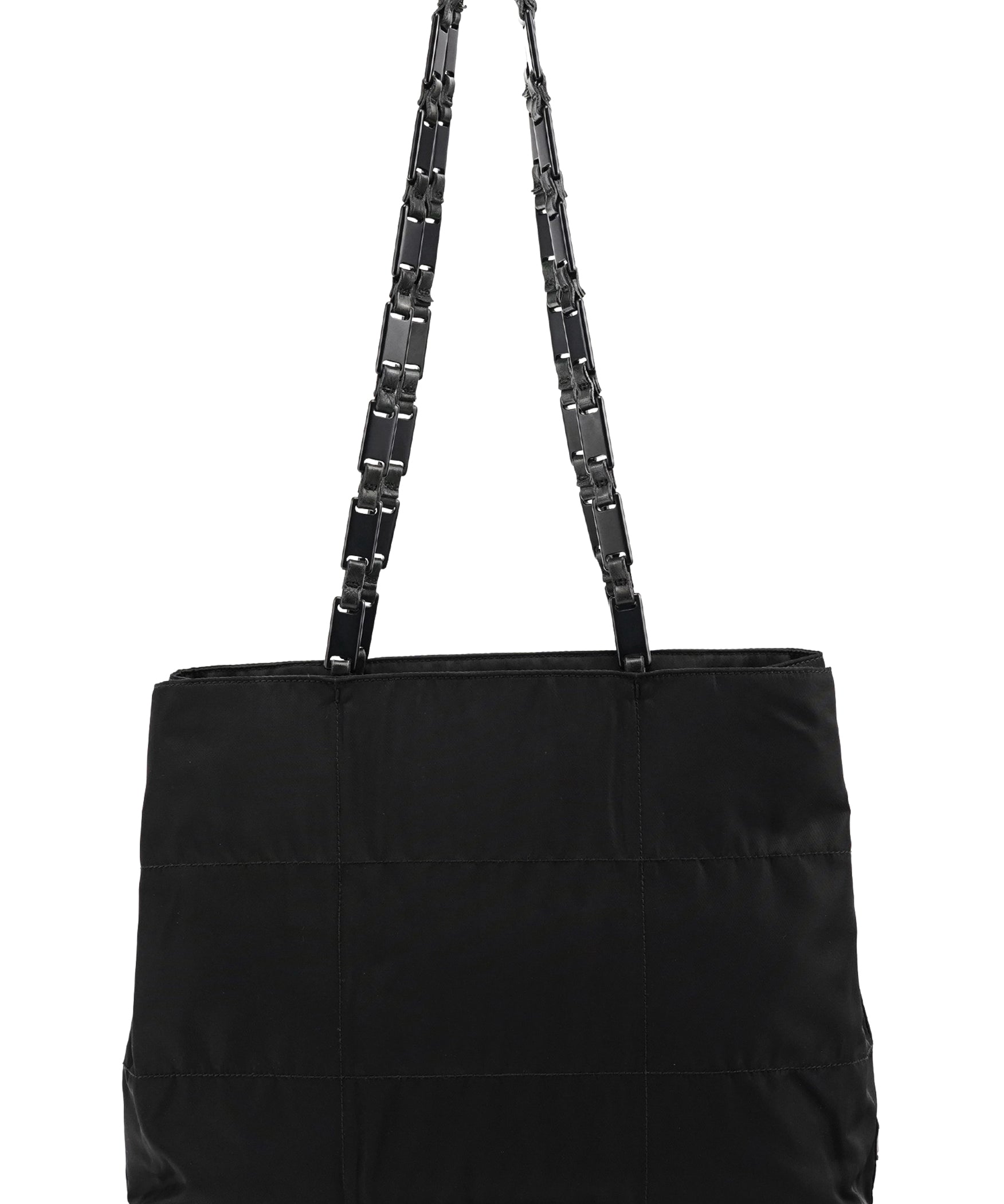 Prada 1996 Black Tessuto Swing Tote Bag