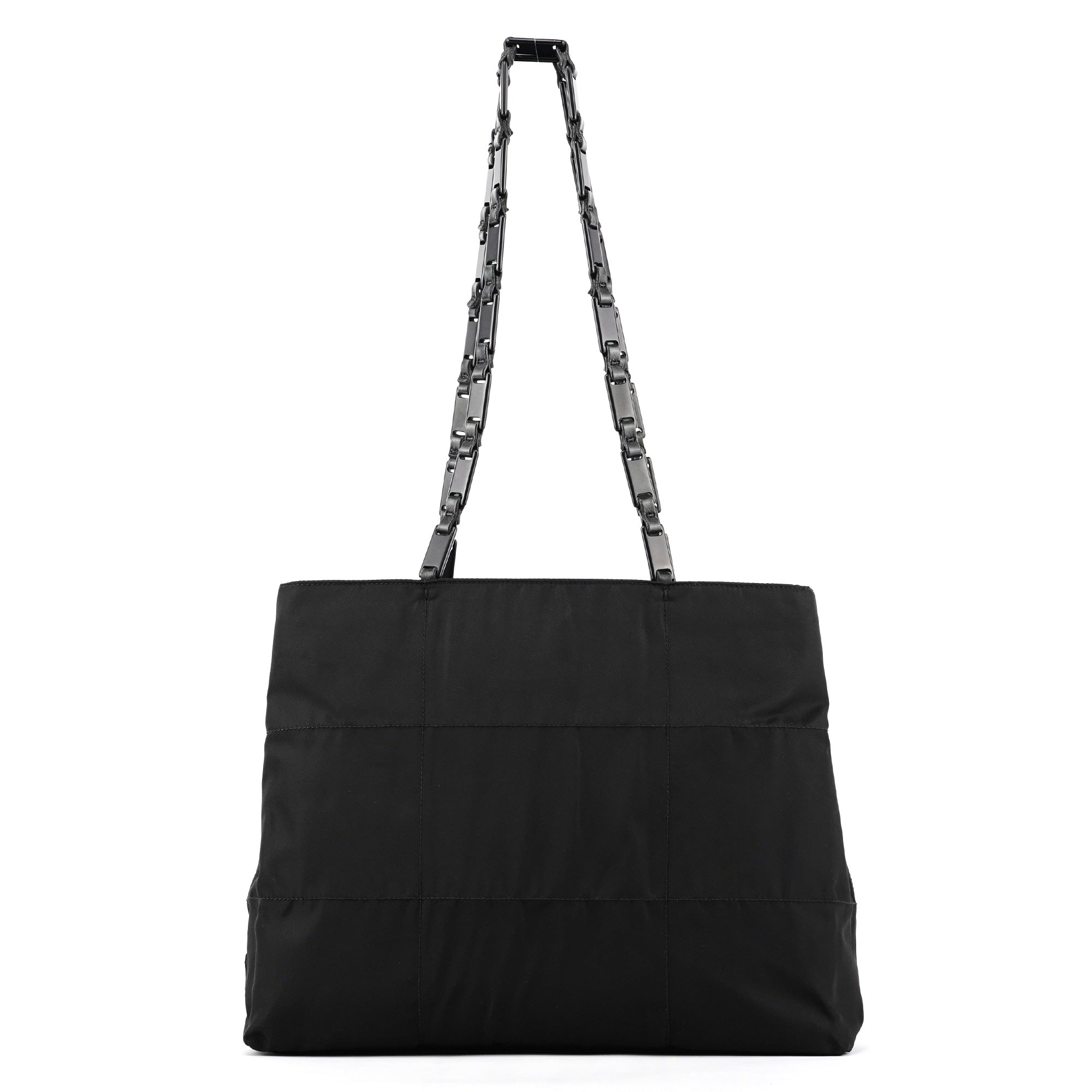Prada 1996 Black Tessuto Swing Tote Bag