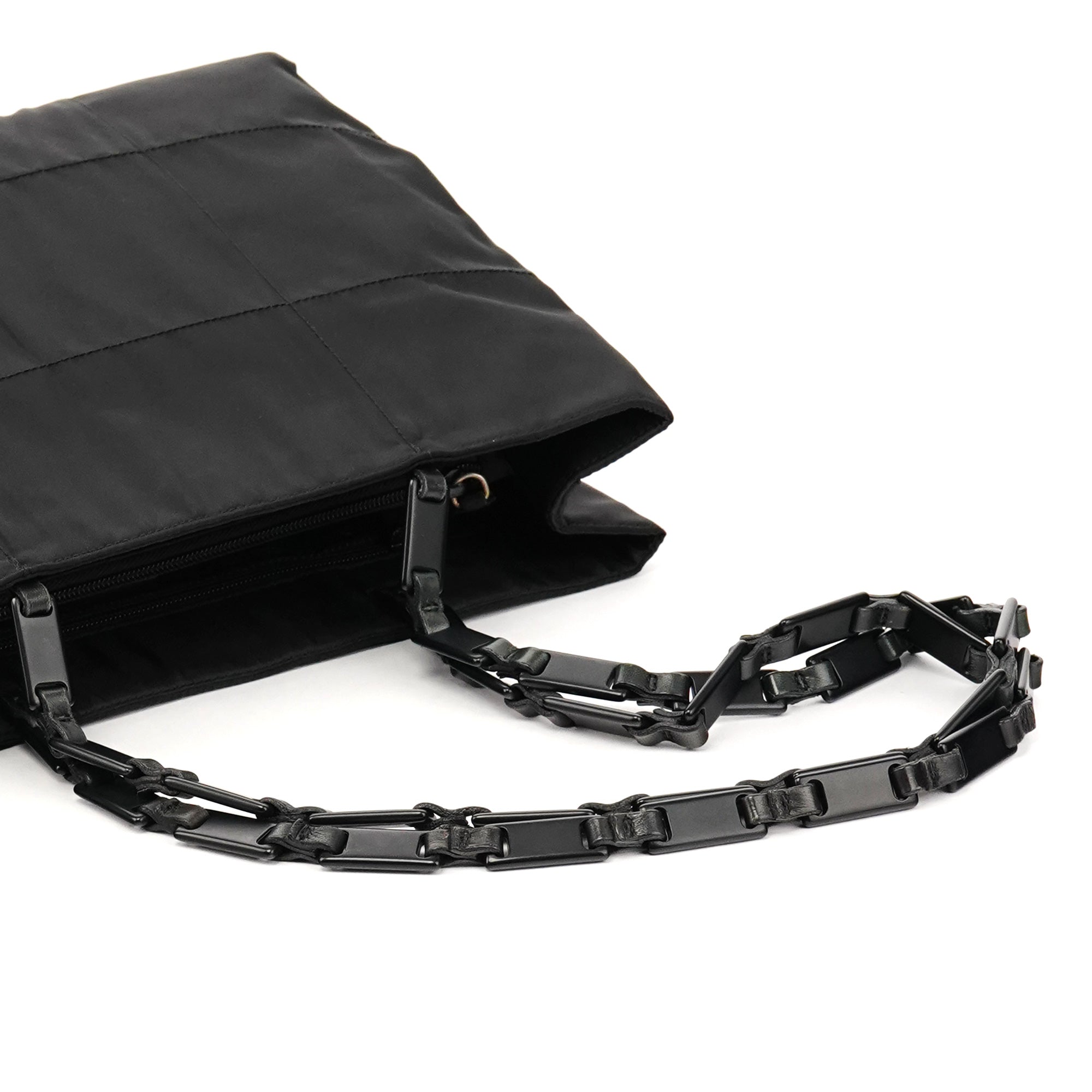 Prada 1996 Black Tessuto Swing Tote Bag