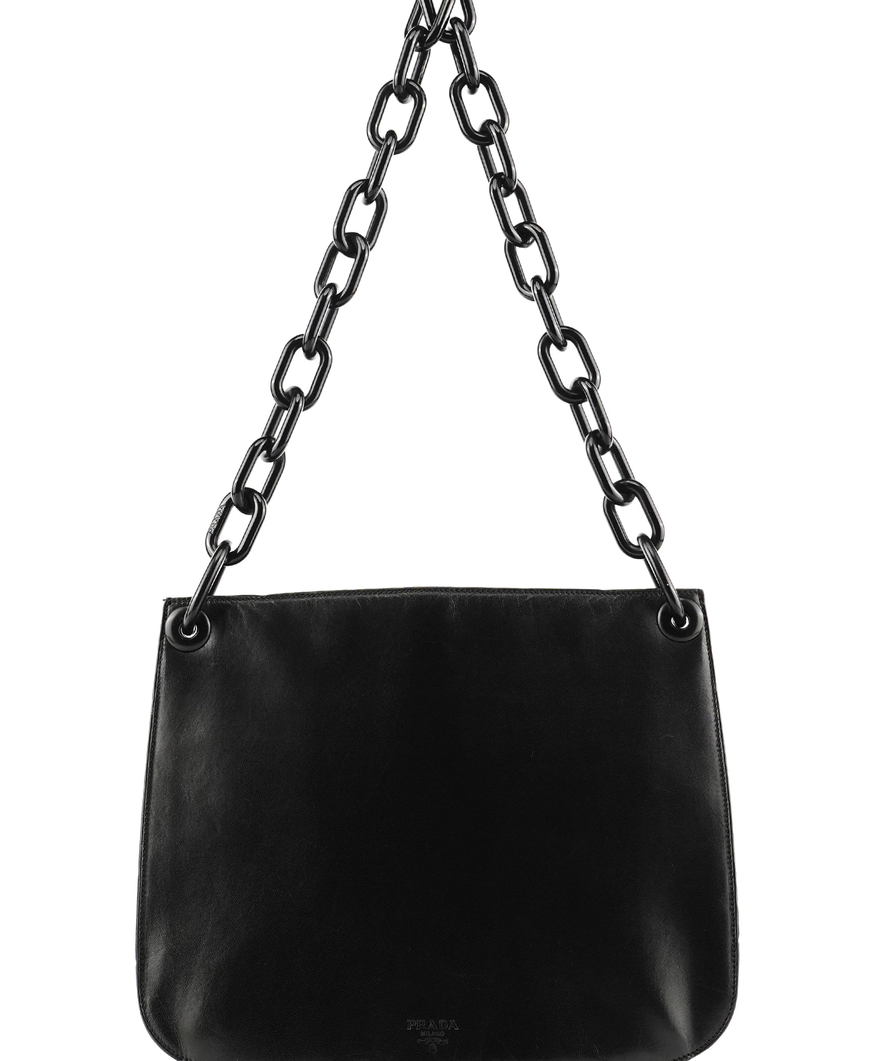 Prada 1996 Black Vitello Swing Calfskin Chain Shoulder Bag