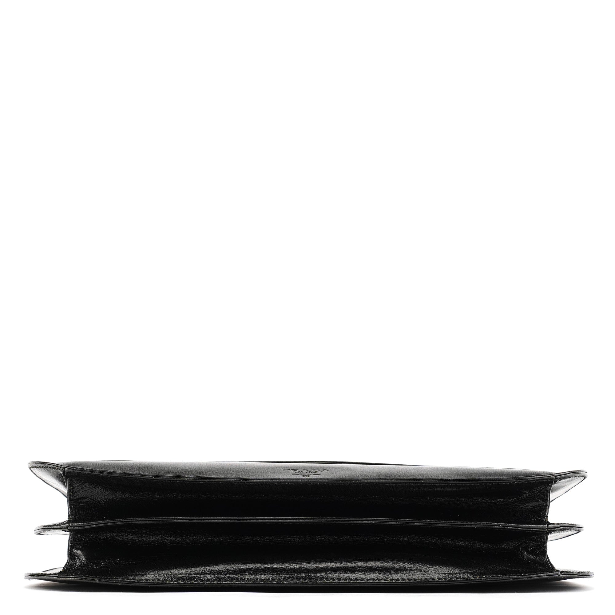 Prada 1996 Black Vitello Swing Shoulder Bag