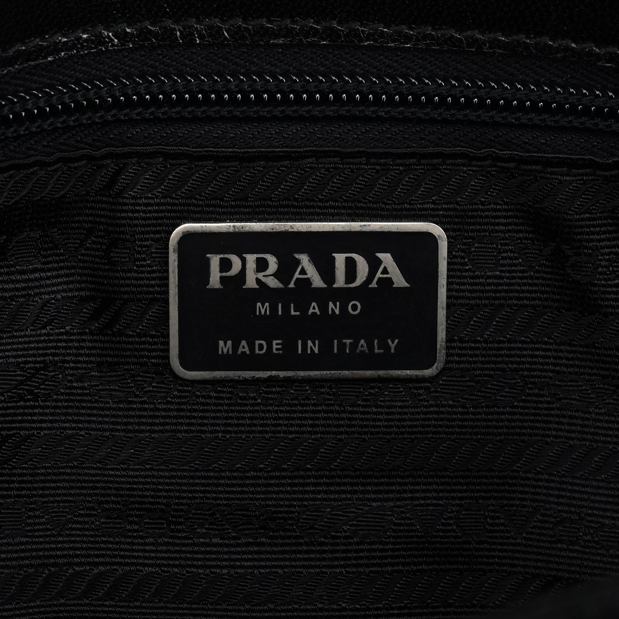 Prada 1996 Black Vitello Swing Shoulder Bag