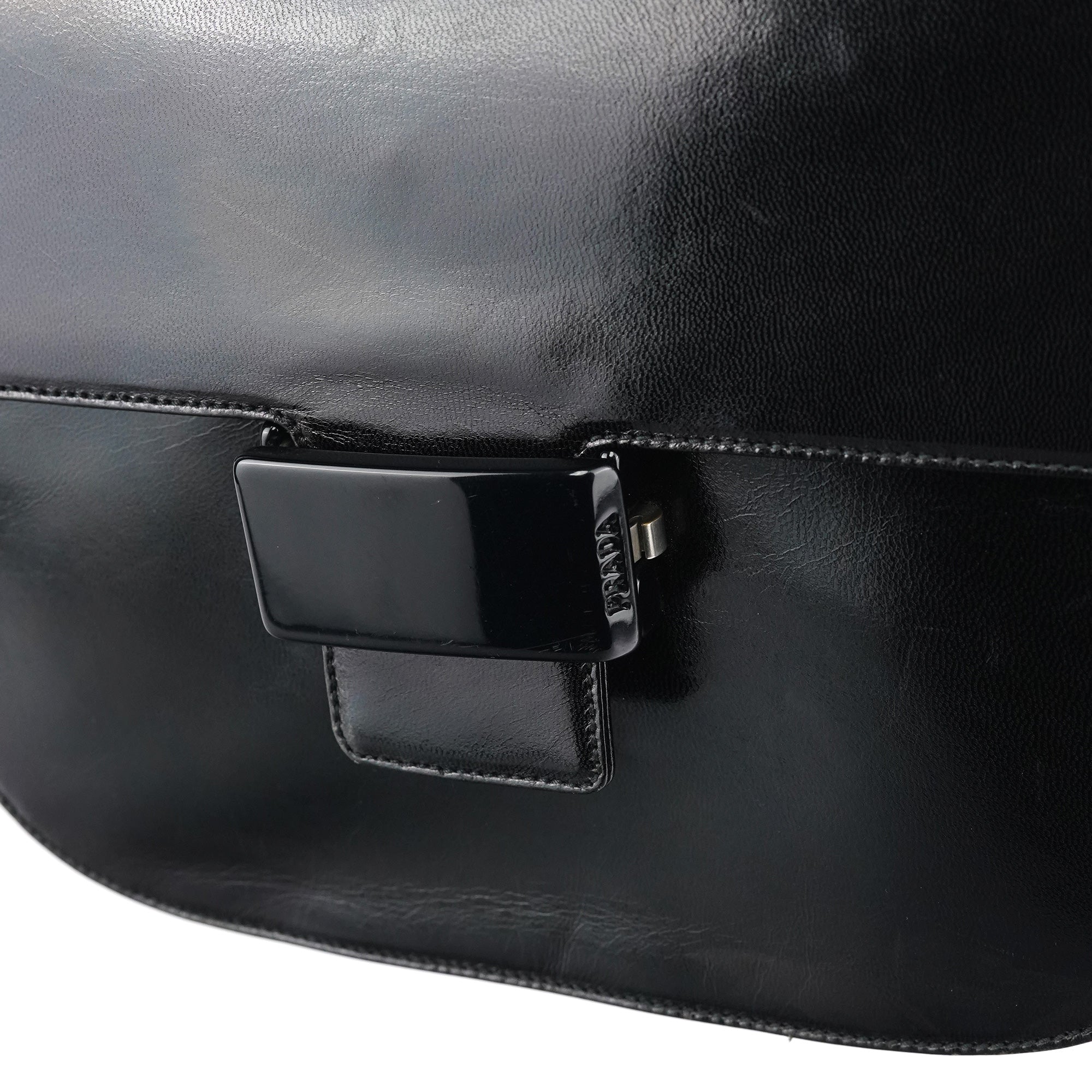 Prada 1996 Black Vitello Swing Shoulder Bag