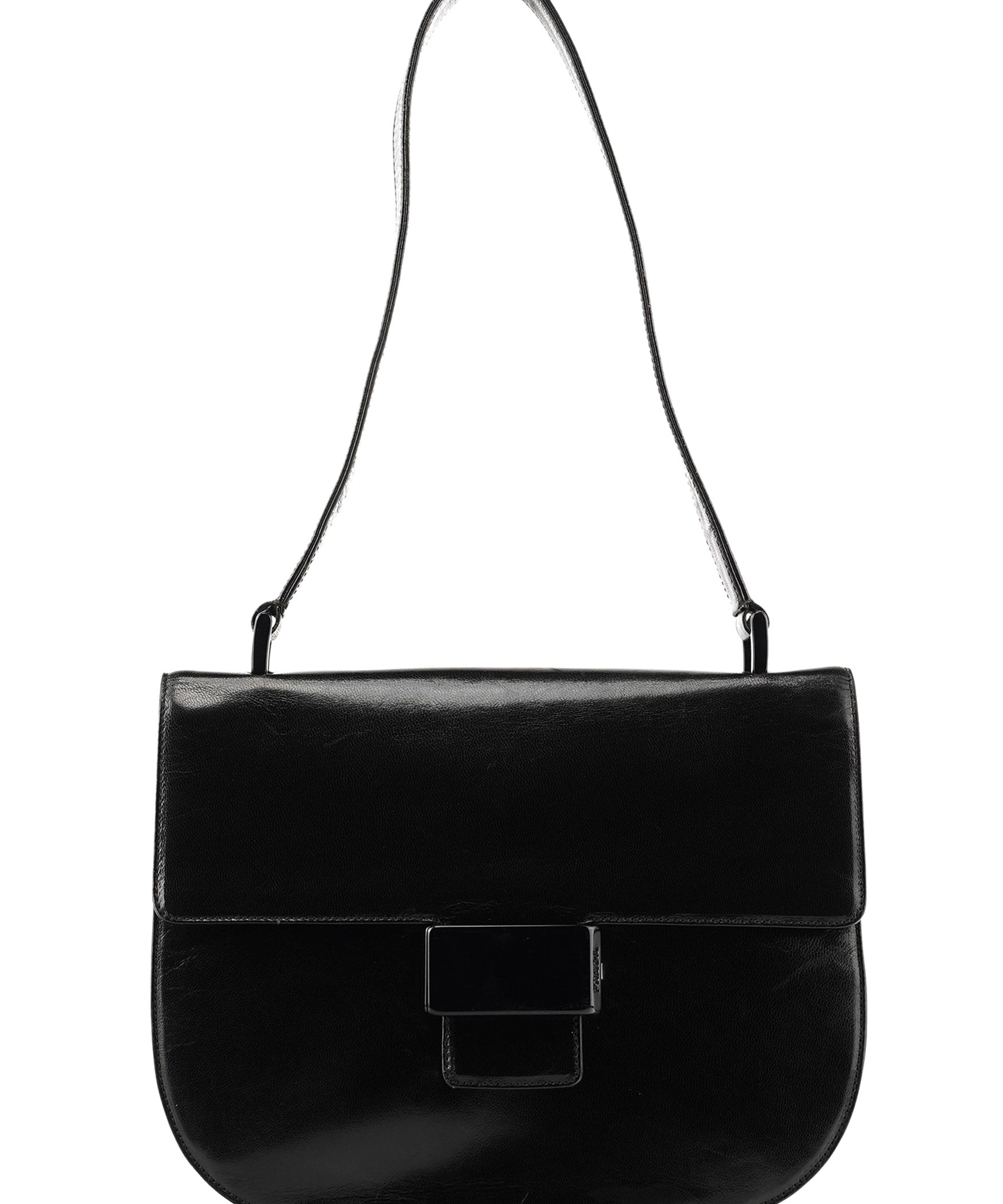 Prada 1996 Black Vitello Swing Shoulder Bag
