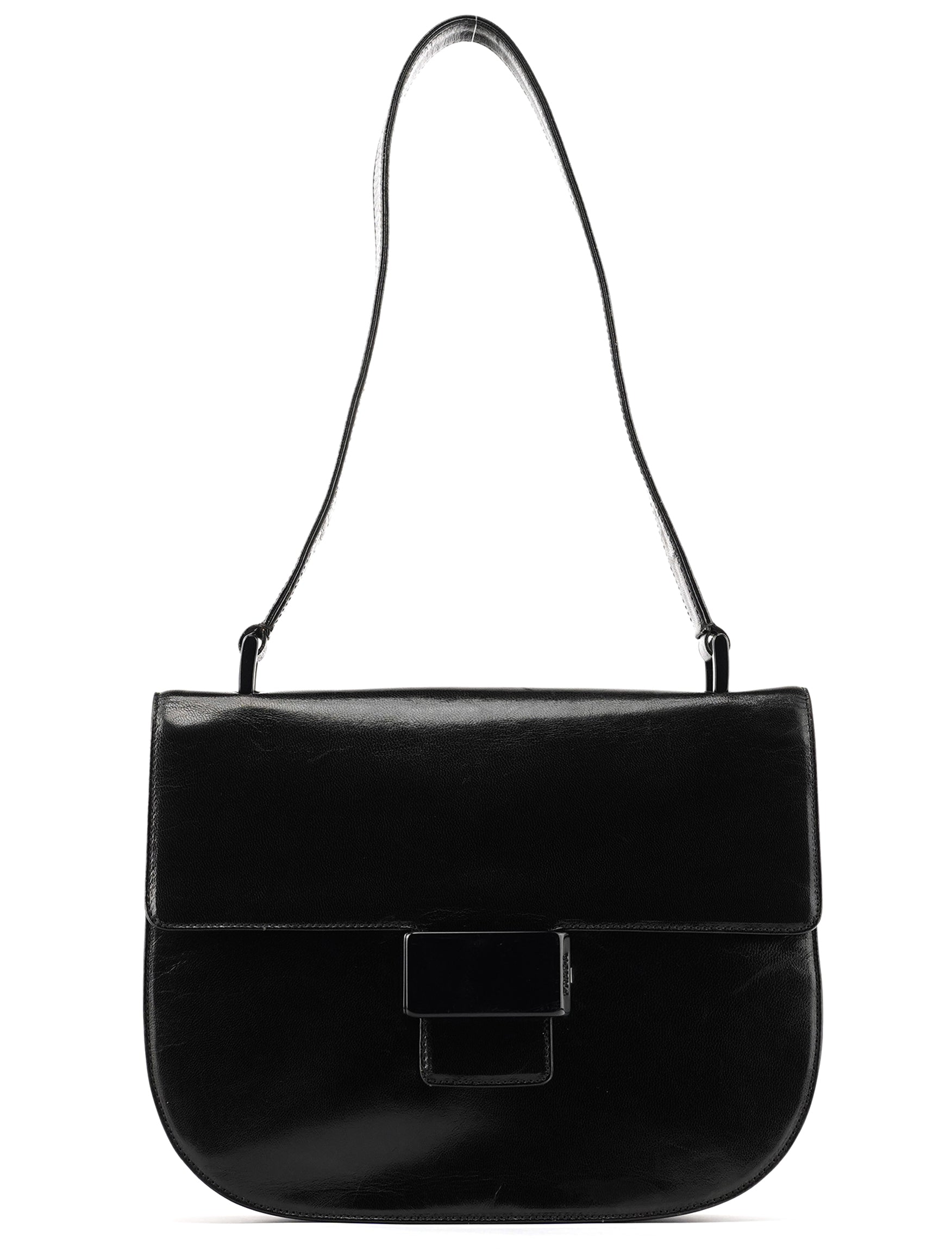 Prada 1996 Black Vitello Swing Shoulder Bag