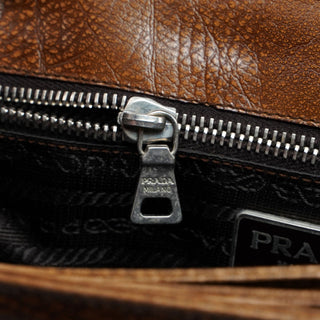 Prada 1996 Brown Lama Leather Shoulder Bag