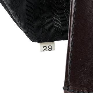 Prada 1996 Brown Leather Madras Swing Bag