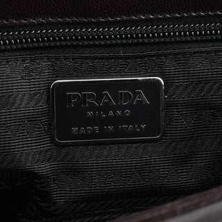 Prada 1996 Brown Leather Madras Swing Bag