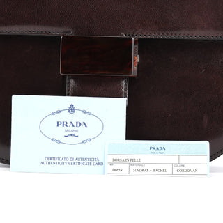 Prada 1996 Brown Leather Madras Swing Bag
