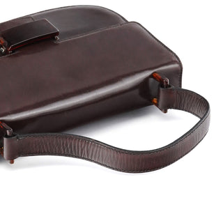 Prada 1996 Brown Leather Madras Swing Bag