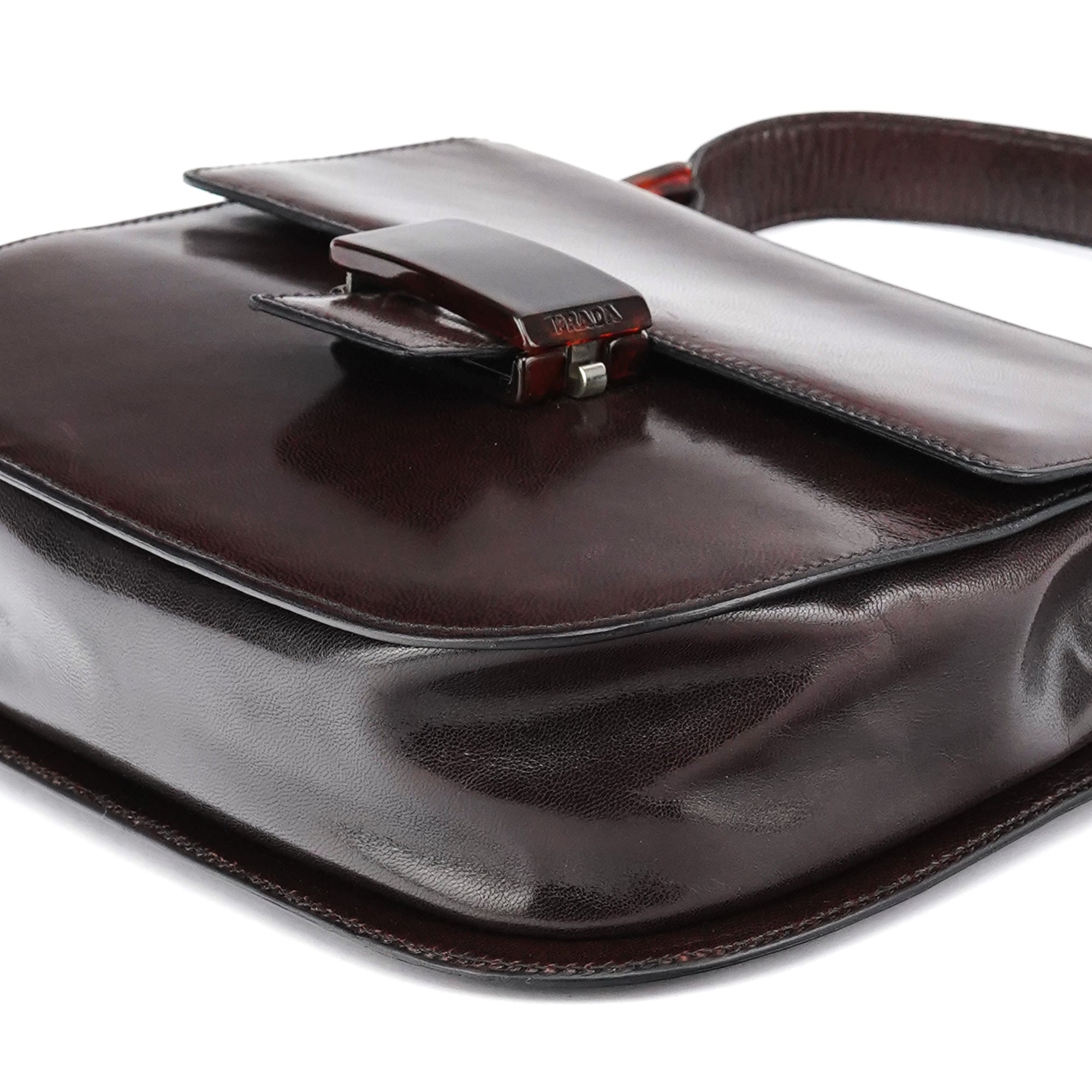 Prada 1996 Madras Swing Tasche aus braunem Leder