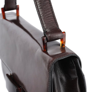 Prada 1996 Brown Leather Madras Swing Bag