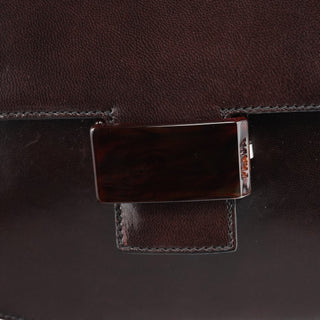 Prada 1996 Brown Leather Madras Swing Bag