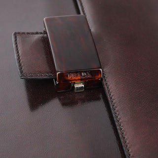 Prada 1996 Brown Leather Madras Swing Bag