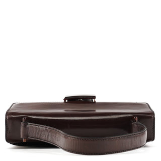 Prada 1996 Brown Leather Madras Swing Bag