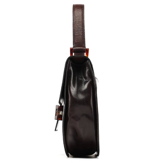 Prada 1996 Brown Leather Madras Swing Bag