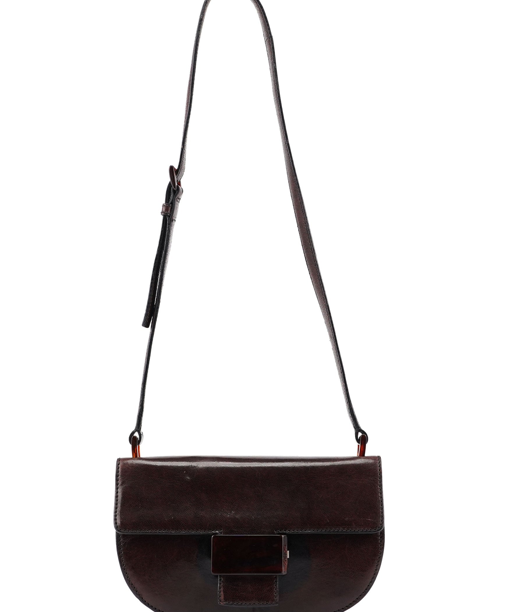 Prada 1996 Brown Madras Calfskin Shoulder Bag