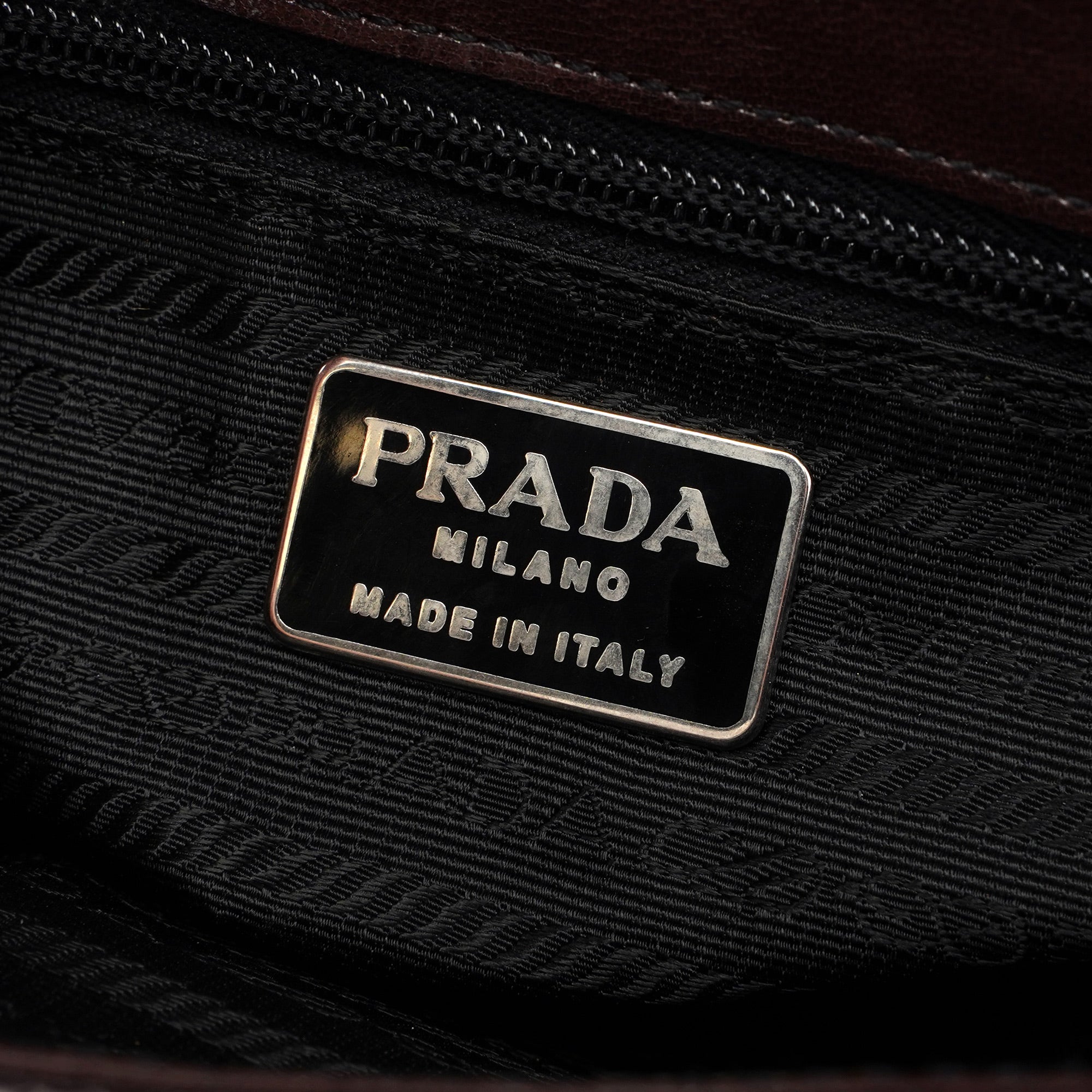 Prada 1996 Brown Madras Calfskin Shoulder Bag