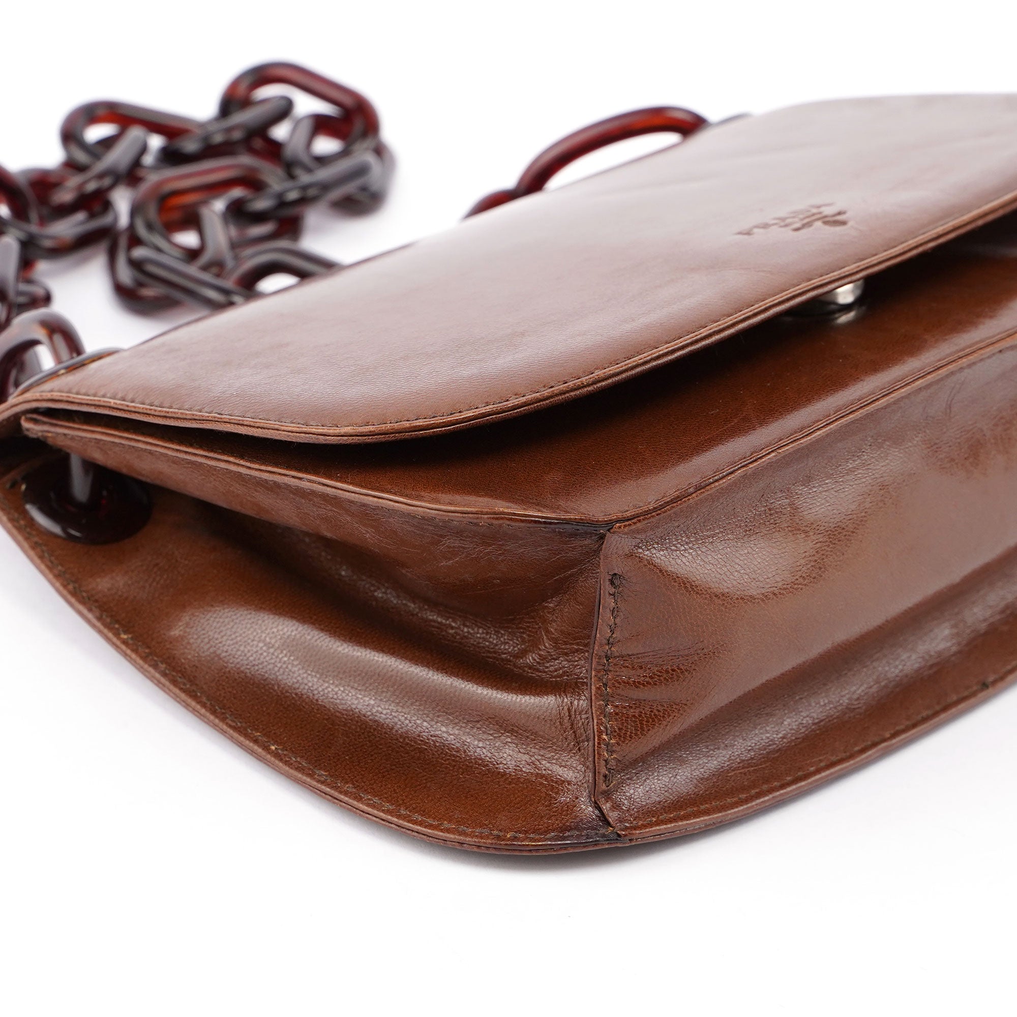 Prada 1996 Sac porté épaule Madras Swing en cuir marron