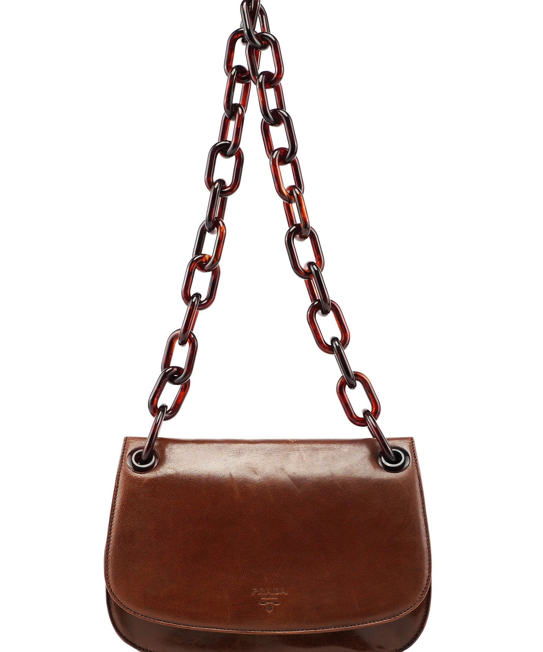 Prada 1996 Brown Madras Swing Shoulder Bag