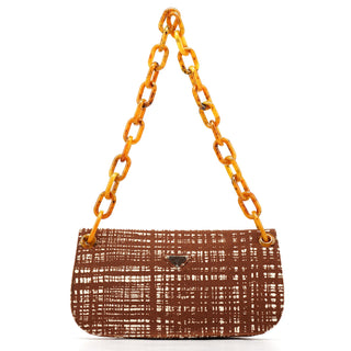 Prada 1996 Brown Tessuto Swing Shoulder Bag