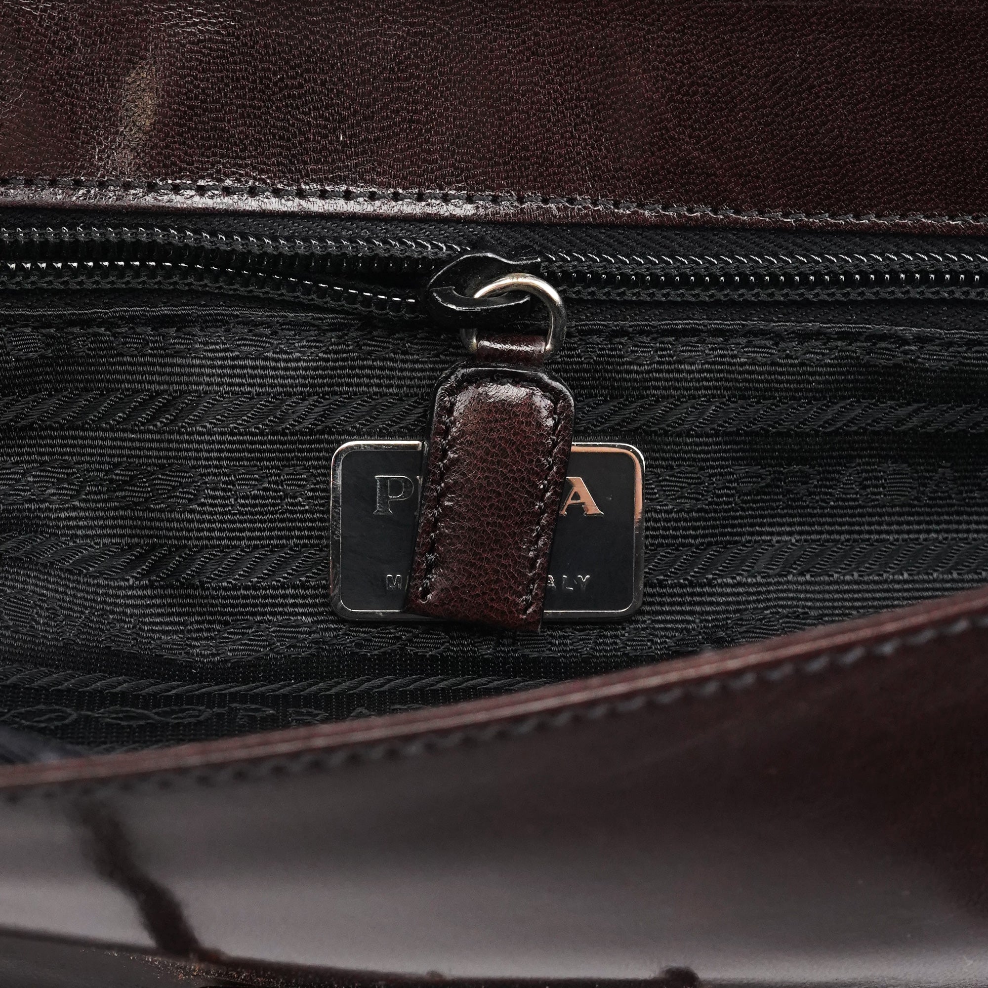 Prada 1996 Brown Vitello Swing Shoulder Bag