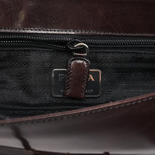 Prada 1996 Brown Vitello Swing Shoulder Bag