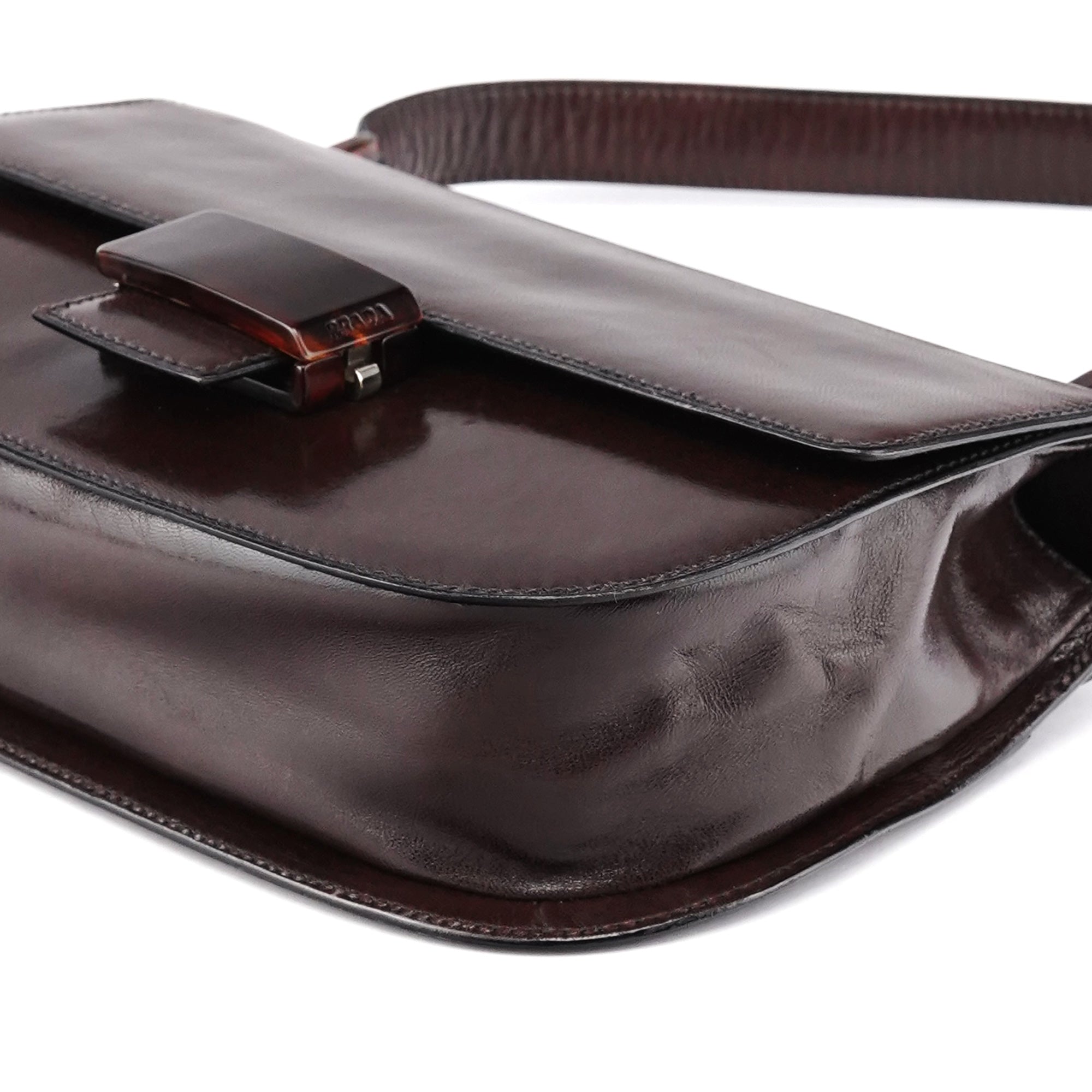 Prada 1996 Brown Vitello Swing Shoulder Bag