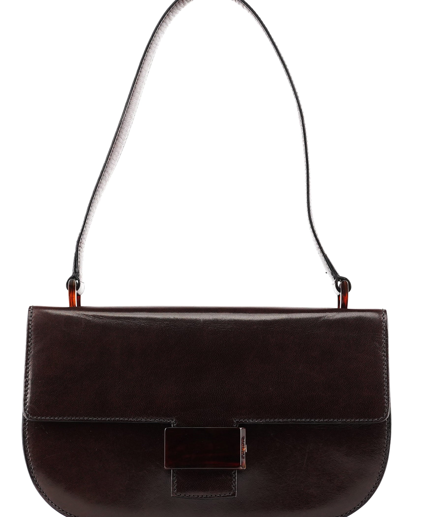 Prada 1996 Brown Vitello Swing Shoulder Bag