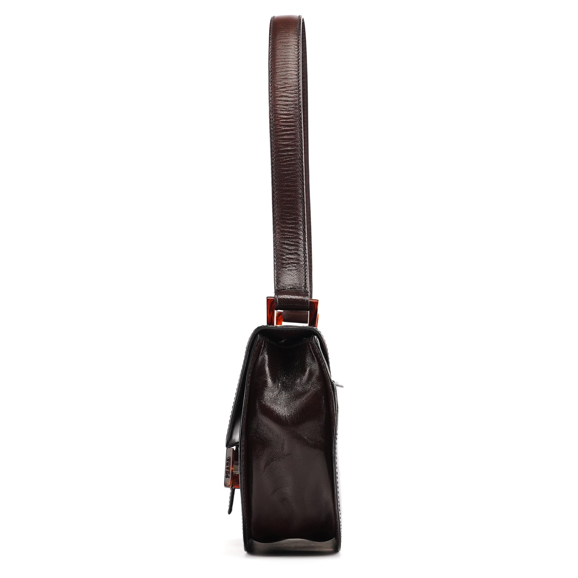 Prada 1996 Brown Vitello Swing Shoulder Bag