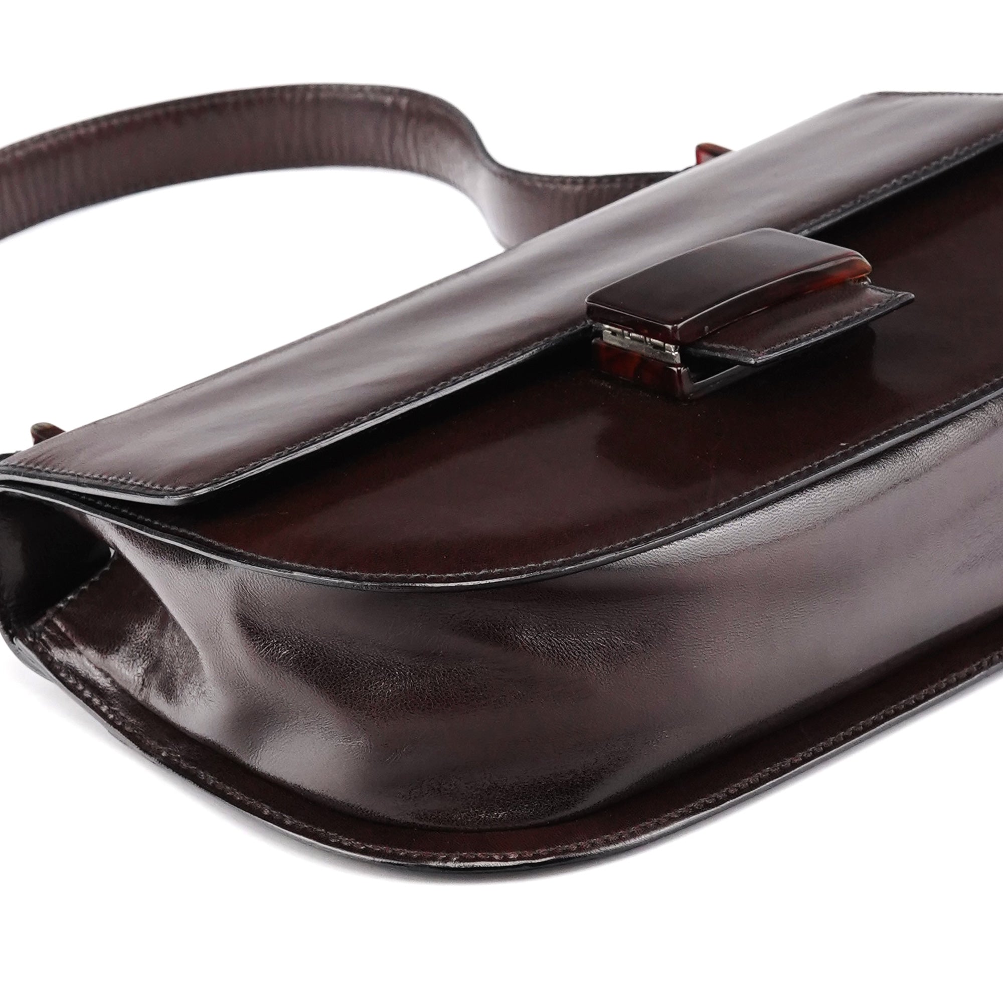 Prada 1996 Brown Vitello Swing Shoulder Bag