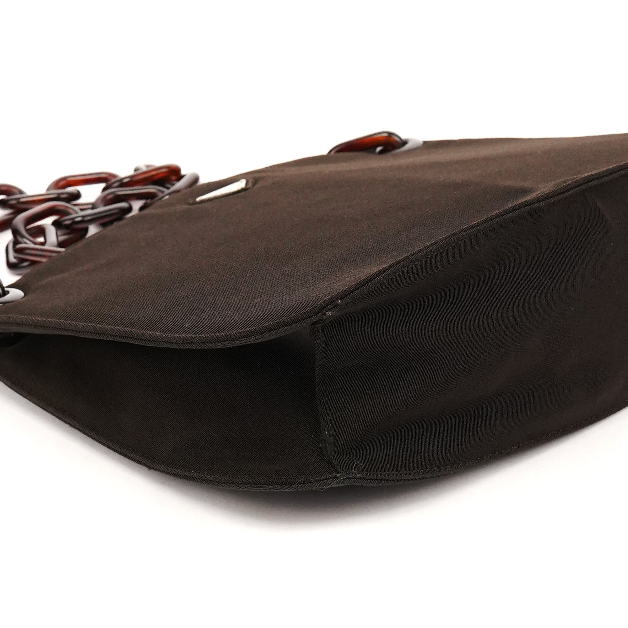 Prada 1996 Dark Brown Tessuto Swing Chain Shoulder Bag